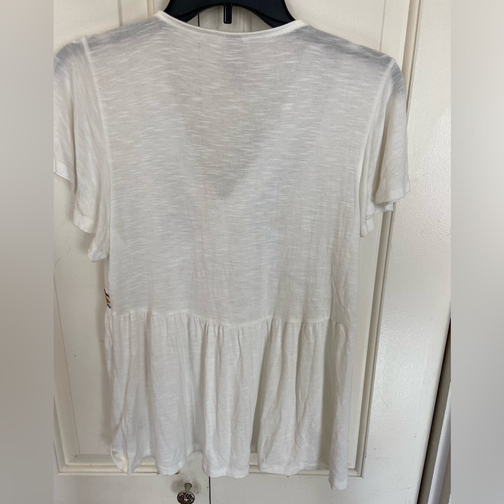 Knox Rose Boho Style Flowy White shirt with Embroidered detail size small - Picture 7 of 9